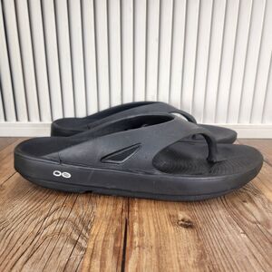 OOFOS OOriginal Flip Flops Mens Sz 10 Black Recovery Comfort Thong Beach Sandals